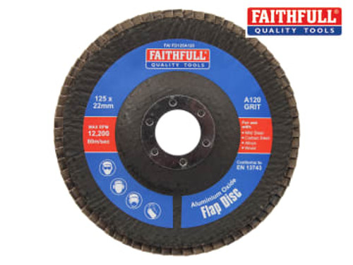 Faithfull (FAIFD125A120) Aluminium Oxide Flap Disc 125 x 22mm 120 Grit