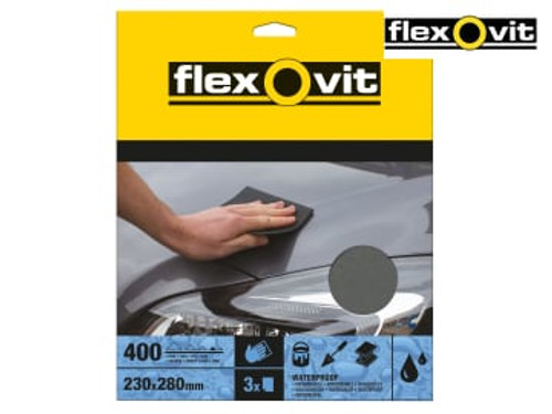 Flexovit (63642526303) Waterproof Sanding Sheets 230 x 280mm Fine 400G (3)