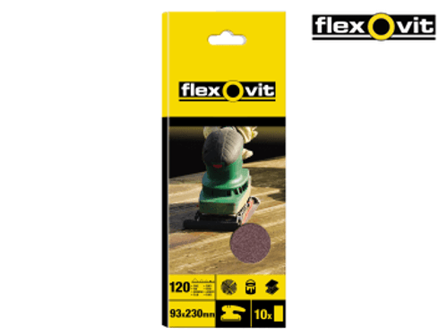 Flexovit (63642526321) 1/3 Sanding Sheets Plain Fine 120 Grit (Pack 10)