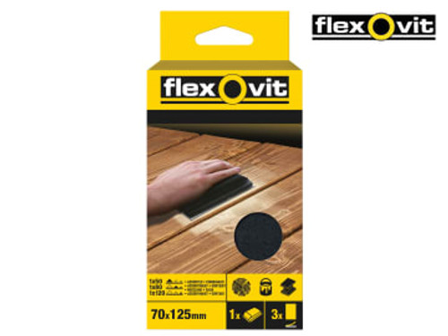 Flexovit (63642556830) Hook & Loop Sanding Block Kit Assorted 70 x 125mm (Pack 3)