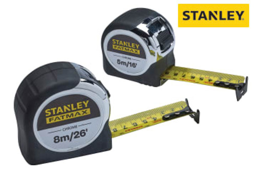 STANLEY (FMHT43041-0) FatMax Chrome Pocket Tapes 5m/16ft & 8m/26ft (Twin Pack)
