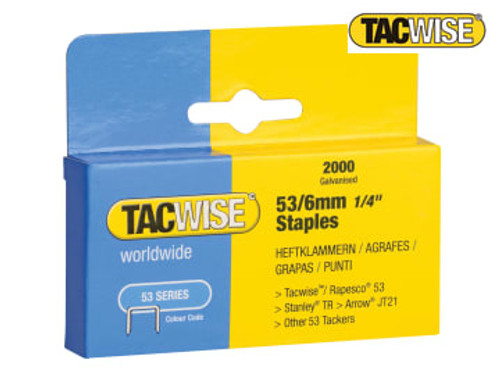 Tacwise (0334) 53 Light-Duty Staples 6mm (Type JT21 A) (Pack 2000)