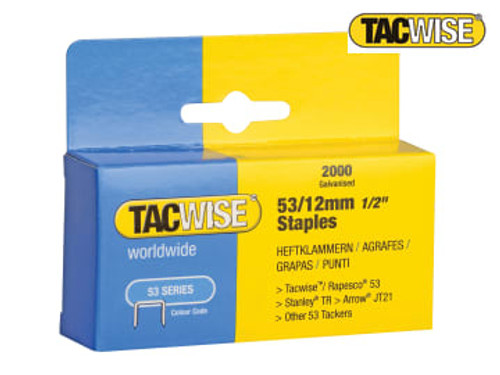 Tacwise (0337) 53 Light-Duty Staples 12mm (Type JT21 A) (Pack 2000)