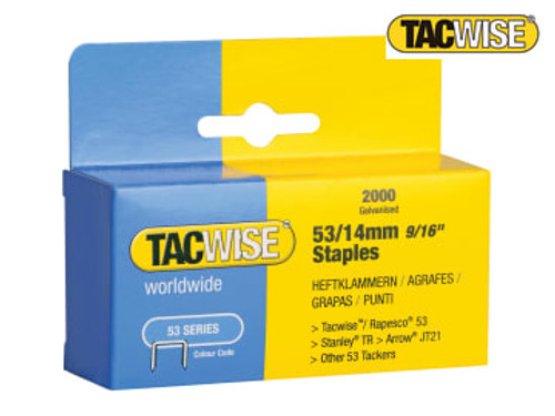 Tacwise (0338) 53 Light-Duty Staples 14mm (Type JT21 A) (Pack 2000)
