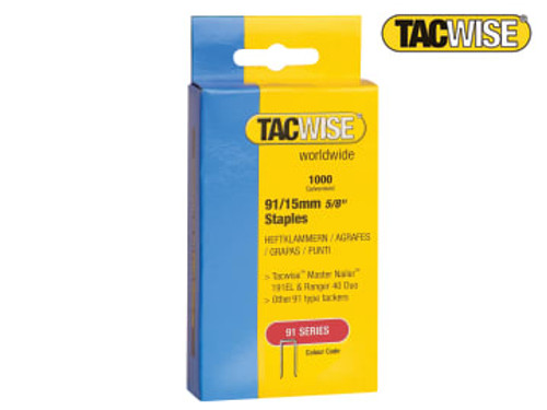 Tacwise (0768) 91 Narrow Crown Staples 40mm - Electric Tackers (Pack 1000)