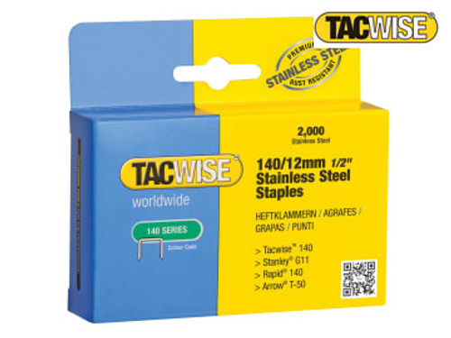 Tacwise (1220) 140 Stainless Steel Staples 12mm (Pack 2000)
