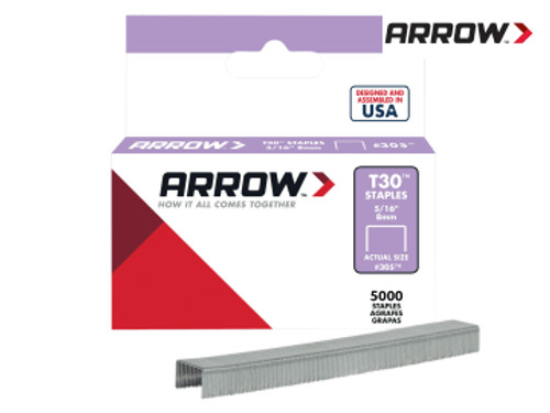 Arrow (A305IP) T30 Staples 305IP 8mm (5/16in) (Box 5000)