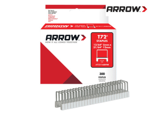 Arrow (A721168HW) T72HW Clear Insulated Staples for Hardwood 5 x 12mm (Box 300)