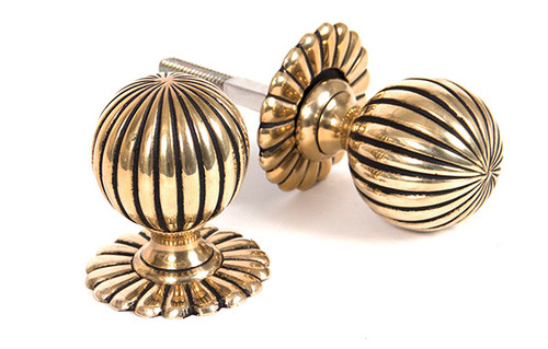 Aged Brass Flower Mortice/Rim Knob Set