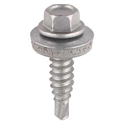 Timco 6.3 x 25 Stitching Screws - Hex - For Sheet Steel - Exterior - Silver - With EPDM Washer (S25W16BB) - 120 Pieces TIMbag