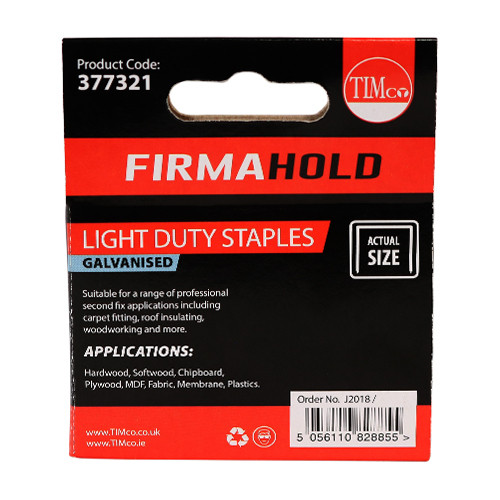 Timco 10mm Light Duty Staples - Chisel Point - Galvanised  (377321) - 1000 Pieces Box