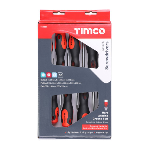Timco 8pcs Screwdriver Set (468131) - 8 Pieces Box