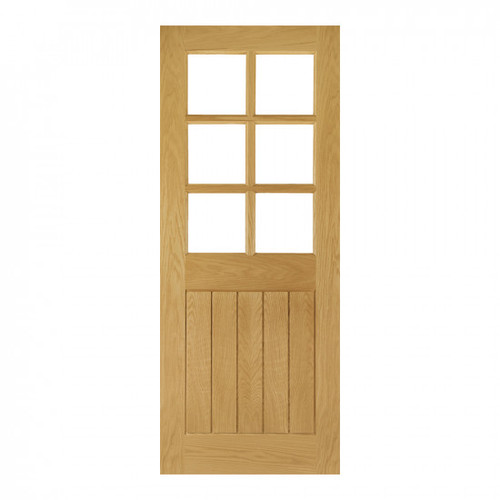 Deanta Ely Unfinished Oak 6L Glazed Interior Door