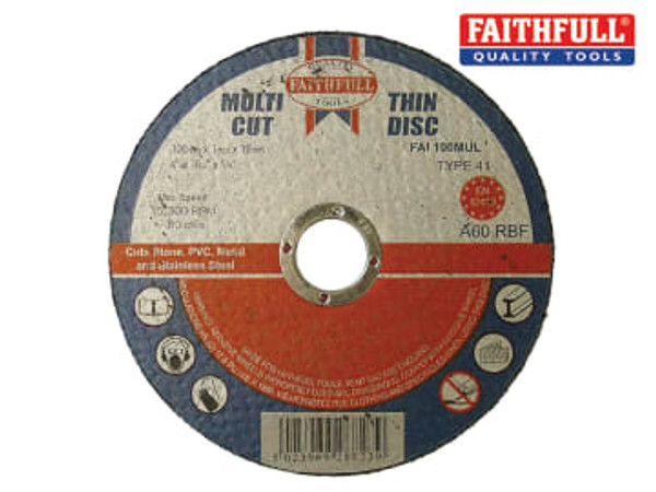 Faithfull (FAI10010MUL) Multi-Purpose Cutting Disc 100 x 1.0 x 16mm (Pack 10)
