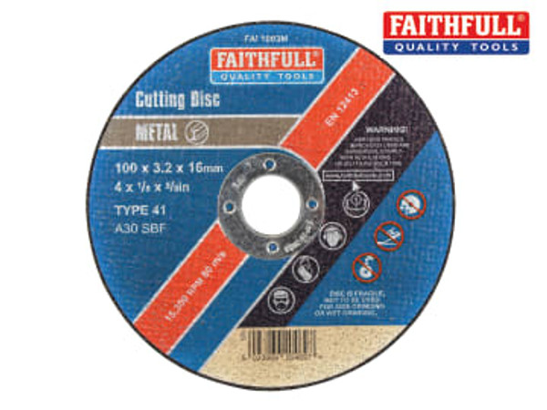 Faithfull (FAI1003M) Metal Cut Off Disc 100 x 3.2 x 16mm