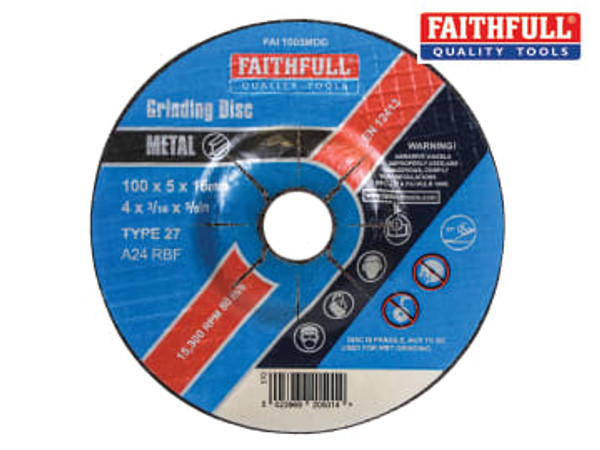 Faithfull (FAI1005MDG) Depressed Centre Metal Grinding Disc 100 x 5 x 16mm