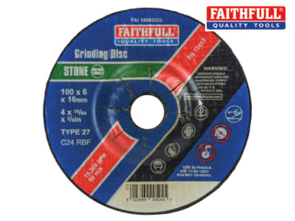 Faithfull (FAI1006SDG) Depressed Centre Stone Grinding Disc 100 x 6 x 16mm