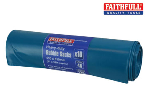 Faithfull (FAIBAGRS10H) Blue Heavy-Duty Rubble Sacks (Roll 10)