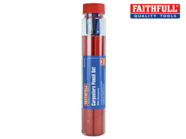 Faithfull (FAICPR12S) Carpenter's Pencils Tube & Sharpener