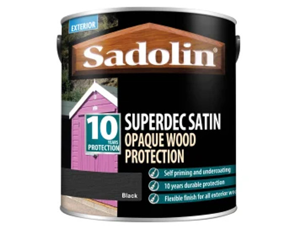 Sadolin (5028829) Superdec Opaque Wood Protection Black Satin 2.5 litre