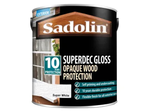 Sadolin (5028851) Superdec Opaque Wood Protection Super White Gloss 2.5 litre