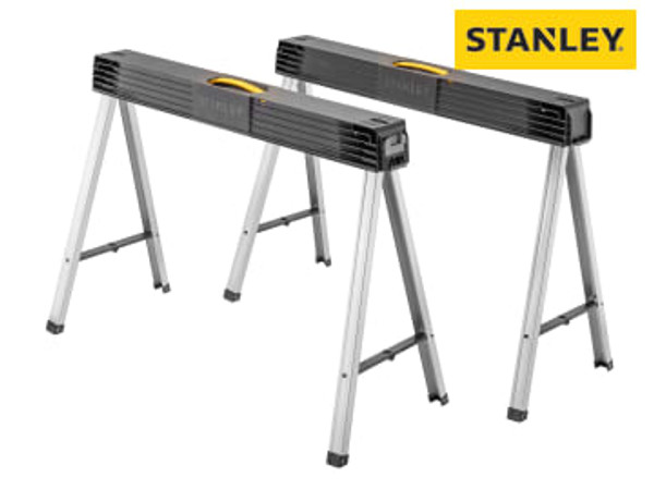 STANLEY (1-97-475) Folding Metal Leg Sawhorses (Twin Pack)