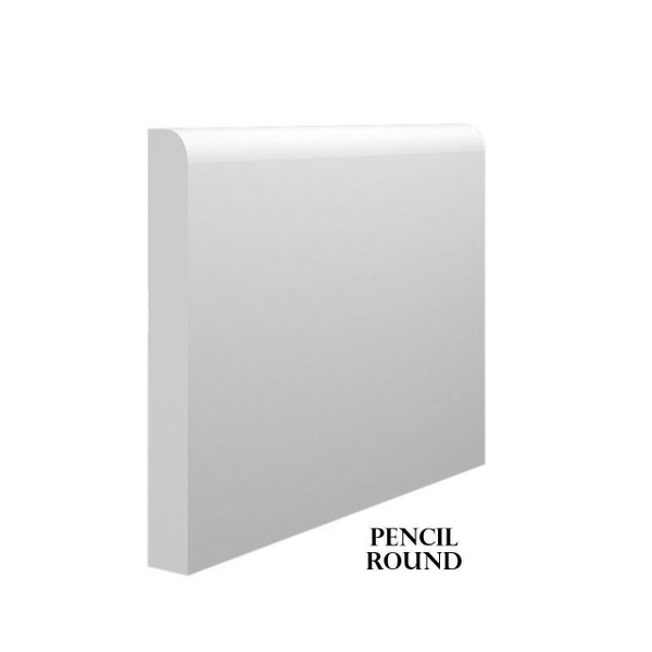 Pencil Round - White Primed MDF Skirting & Architrave - 18mm x 144mm (6 inch) x 4.4m