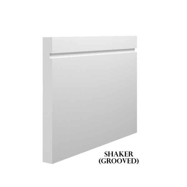 Shaker (Grooved) - White Primed MDF Skirting & Architrave - 18mm x 144mm (6 inch) x 4.4m