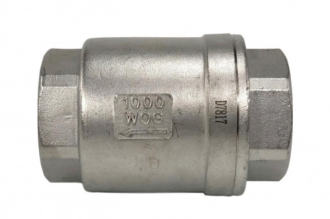 1/2" Check valve Spring In-Line NPT 1000PSI Stainless steel 304