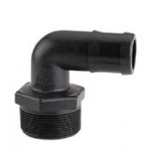 Polypropylene 90° Hose Elbow, 1.5" Male Thread × 1.5" Hose Barb