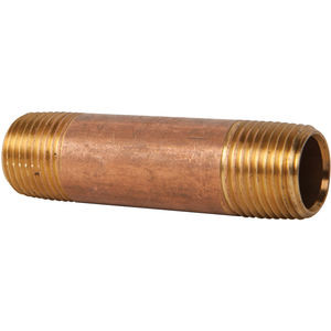 1/4" x 3" Schedule 40 Red Brass Pipe Nipple