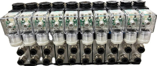 QSOAP Integrated Manifold, 10-Space, w/Solenoid Valves, 24 VDC, Baomain (w/2 Mufflers)