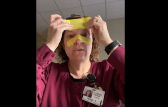 Kinesio Tape used as a barrier for PPE (masks and face shields ) to prevent skin breakdown Kinesio Tape used as a barrier for PPE (masks and face shields ) to prevent skin breakdown