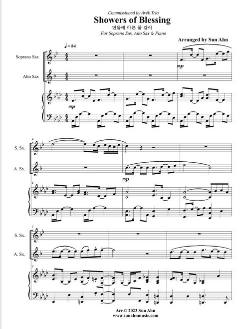 Showers of Blessing for Sop Sax, Alto Sax & Piano