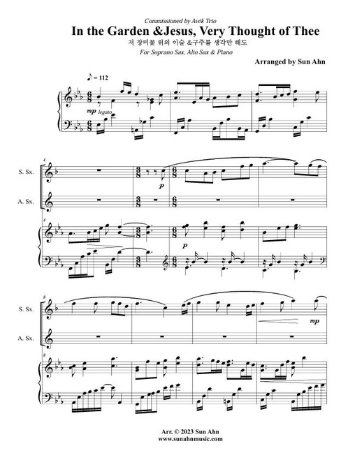In the Garden & Jesus Very Thought of Thee for Sop. Sax, Alto Sax & Piano