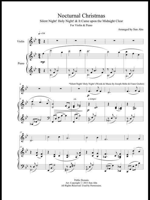 Nocturnal Christmas For Violin & Piano