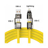 Fotolux PD240W 4-in-1 (Dual USB-C+ Lightning + USB-A) Fast Charging Data Cable - Yellow (2m)