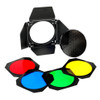Fotolux BD-04 Barn Door + Colour Gels + Honeycomb Grid Set for 7" Reflector