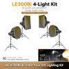 Godox 4x LE300Bi Litemons 320W Bi-color COB AC Power Four LED Lighting Kit (Black Version)
