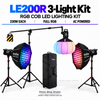 Godox 3 x Litemons LE200R 230W RGB COB LED Light with EazyFlow Octa Softboxes Kit - Black 