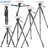 Cavix VF-364V2C Large Carbon Fibre Lever Lock Tripod with VH-02 Video Head