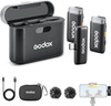Godox WES2 KIT2 (2 TX+1 RX) 2.4GHz USB-C Wireless Microphone System with Charging Case for  iOS / Android USB-C Devices