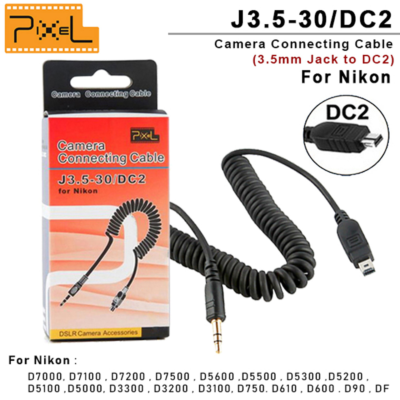 Pixel J3.5-30/DC2 Camera Connecting Cable 3.5mm Jack to DC2 for