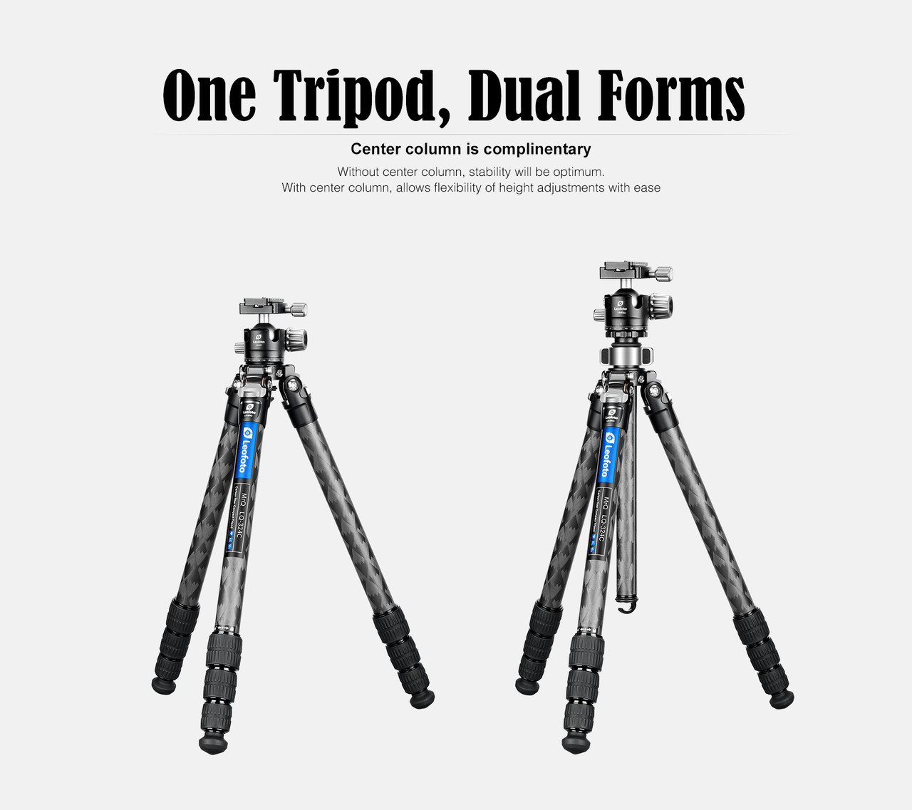 Leofoto LQ-324C+LH-40 Mr.Q series Carbon Fibre 4-section Tripod