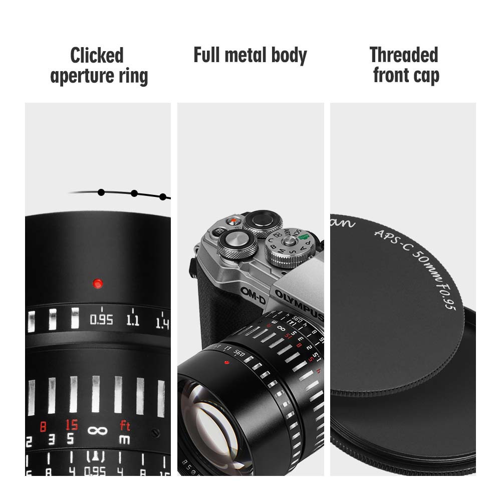 TTArtisan 50 Mm F0.95 Manuell-Objektiv – Für Sony E, Fuji, Canon R, Nikon Z U.a. (mit Adapter), In Titan-Grau
