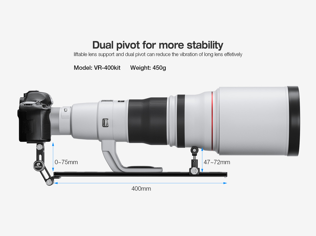 Leofoto Long Lens Bracket Leofoto VR-250Kit Dual Pivot Long Lens