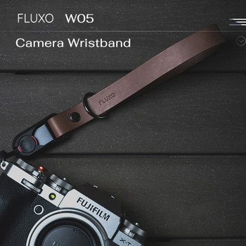  FLUXO W05-DB Handmade Leather Camera Wrist Strap with Slide Buckle (Dark Brown) 