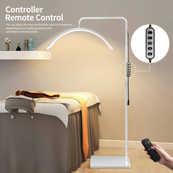 Fotolux ML28-WT 28" 48W Bi-color LED Beauty Half Moon Light Floor Stand - White (3000K-6000K)