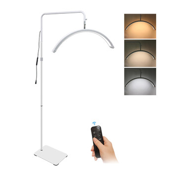 Fotolux ML28-WT 28" 48W Bi-color LED Beauty Half Moon Light Floor Stand - White (3000K-6000K)