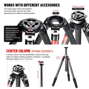 Sunwayfoto CC-T3240CM Master Series Carbon Fiber Center Column (75mm Bowl) for TM3240CM